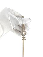 Chanel Champagne Gold Rhinestone and Pearl Coco Necklace