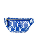 Gucci Blue and White Coated Canvas Belt Bag