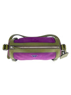 Prada Purple and Olive Green Suede and Leather Shoulder Bag