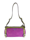 Prada Purple and Olive Green Suede and Leather Shoulder Bag