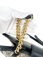 Gucci Light Beige and Black Coated Canvas GG Supreme Padlock Tote Medium