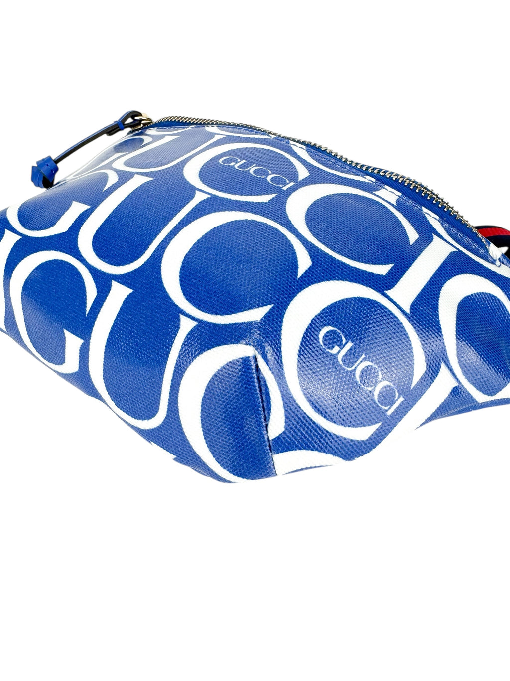 Gucci Blue and White Coated Canvas Belt Bag