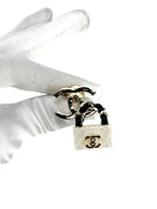 Chanel White, Black and Champagne Gold Matelasse Brooch