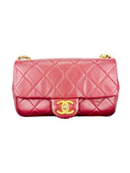 Chanel Burgundy Lambskin Pearl Single Flap Bag Mini