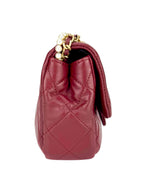 Chanel Burgundy Lambskin Pearl Single Flap Bag Mini