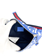 Gucci Blue and White Coated Canvas Belt Bag