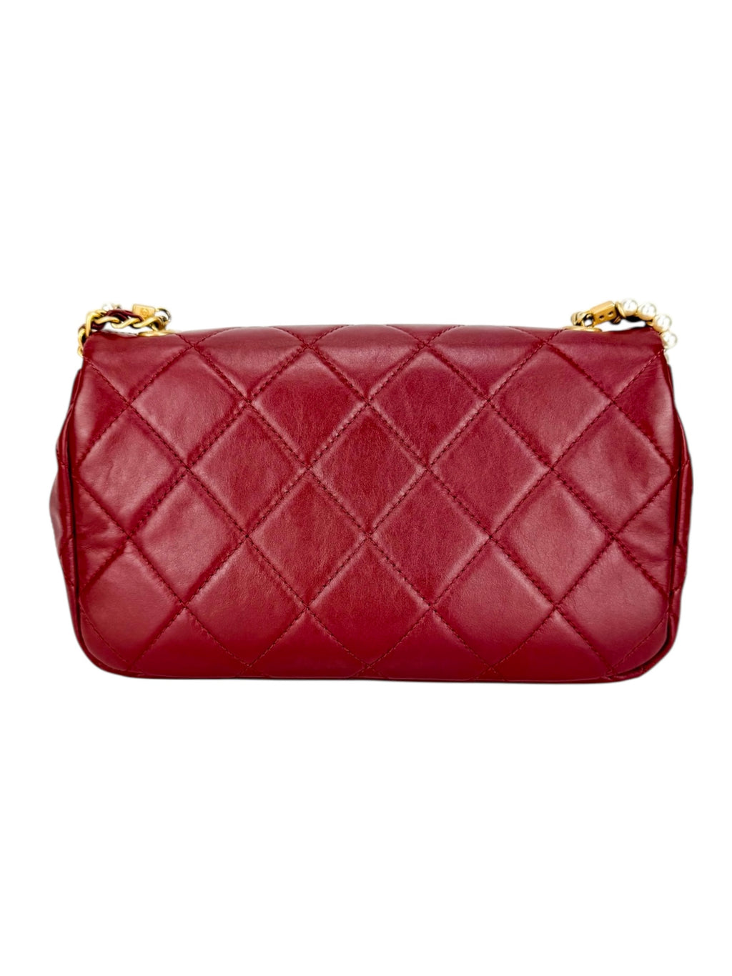 Chanel Burgundy Lambskin Pearl Single Flap Bag Mini