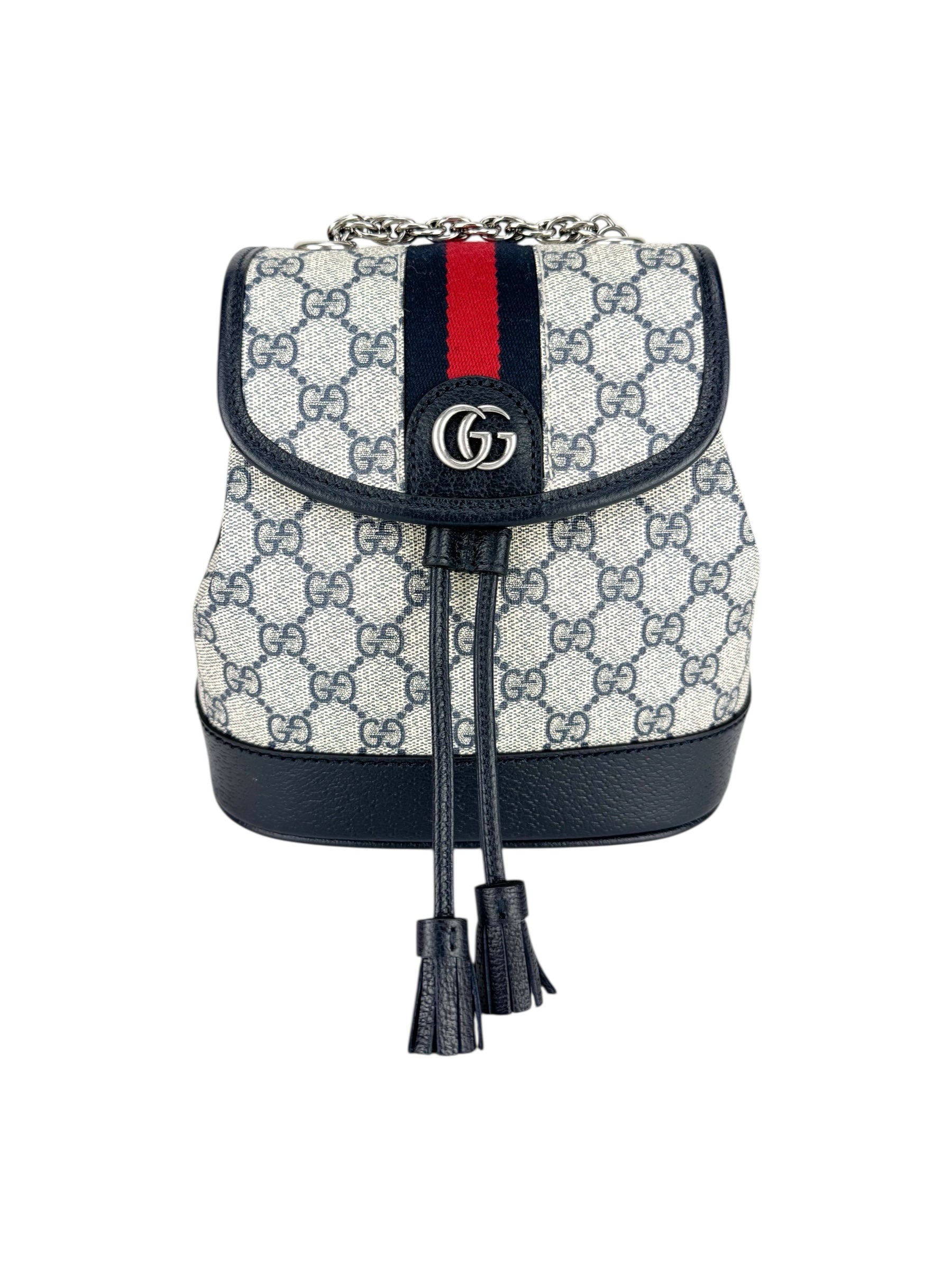 Gucci Beige and Navy Coated Canvas and Leather GG Supreme Ophidia Backpack Mini