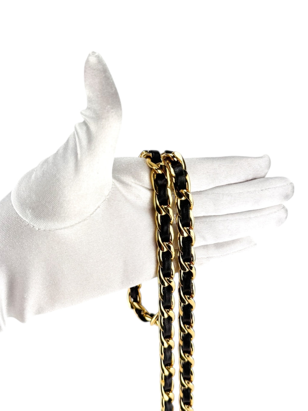 Chanel Black Leather and Gold Chainlink Medallion Belt