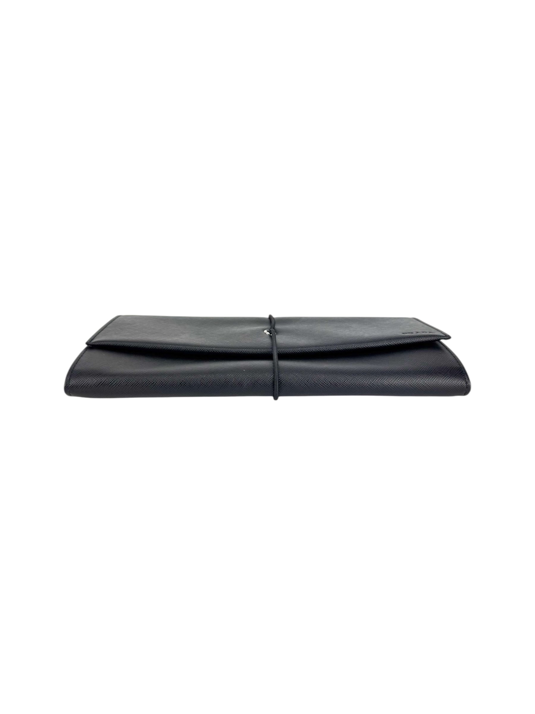 Prada Black Saffiano Leather Clutch Bag