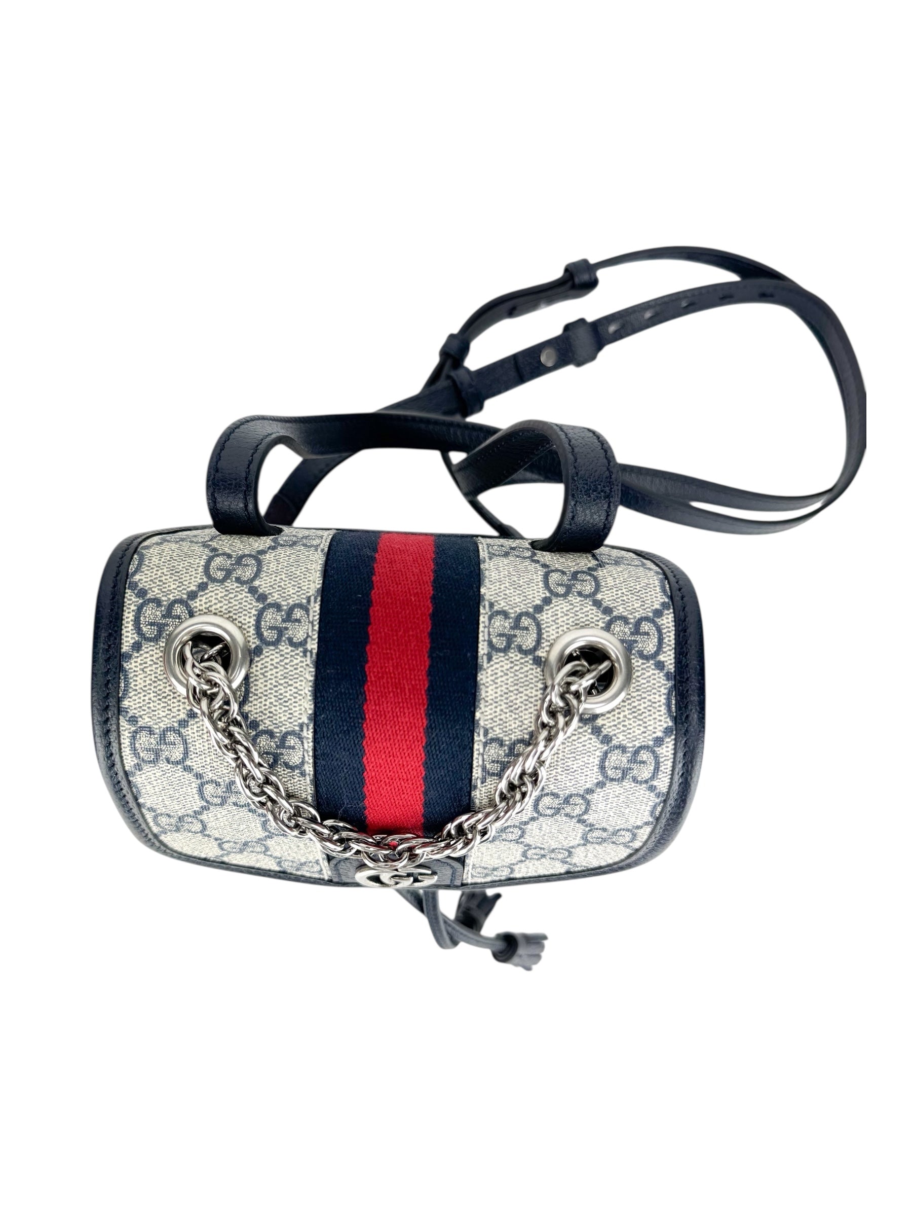 Gucci Beige and Navy Coated Canvas and Leather GG Supreme Ophidia Backpack Mini