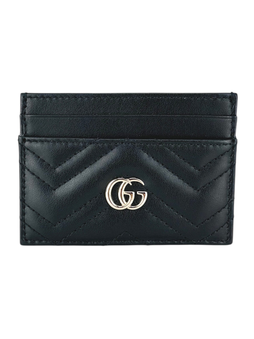 Gucci Black GG Matelasse Chevron Marmont Card Case