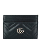 Gucci Black GG Matelasse Chevron Marmont Card Case