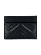 Gucci Black GG Matelasse Chevron Marmont Card Case