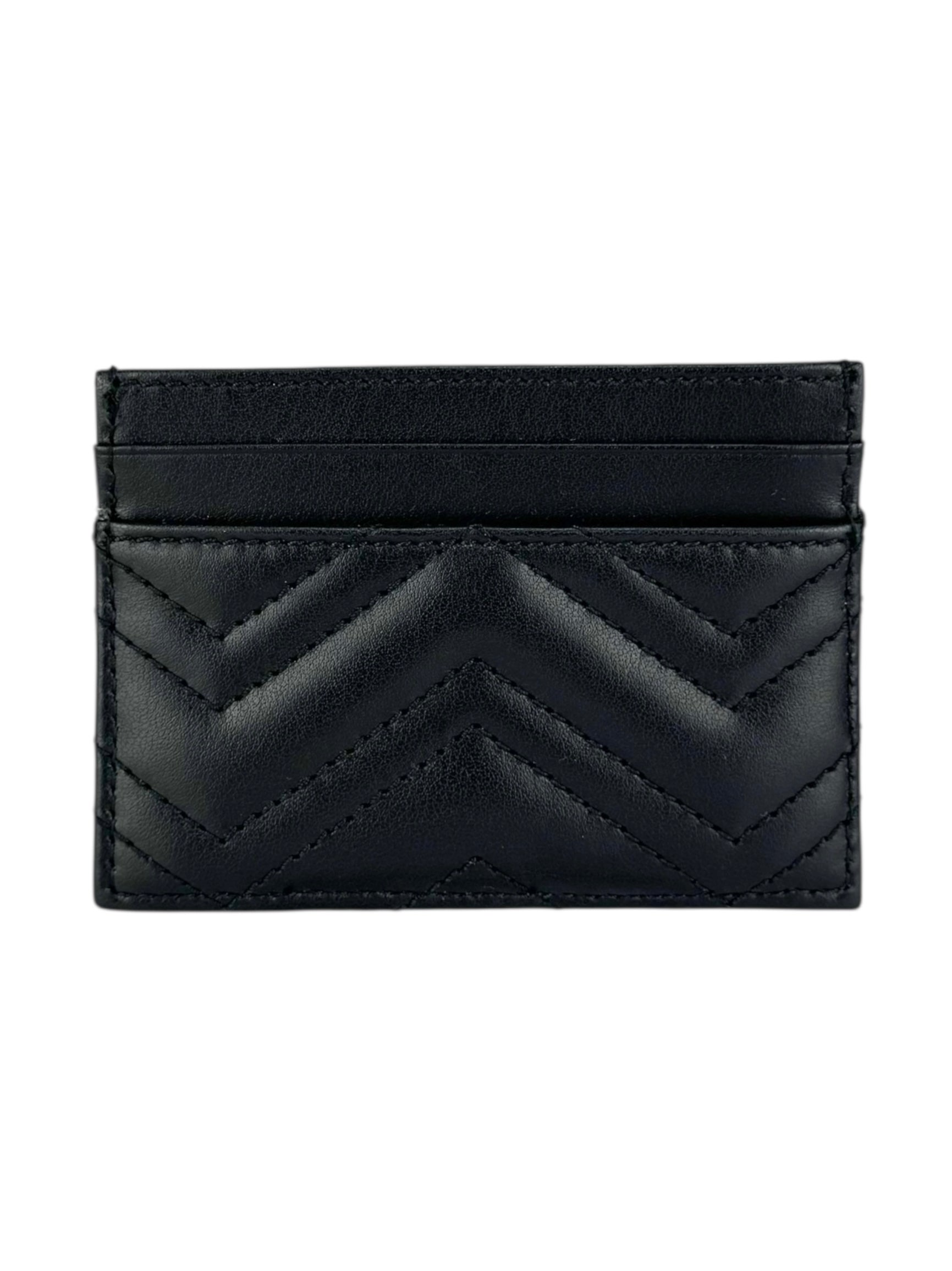 Gucci Black GG Matelasse Chevron Marmont Card Case