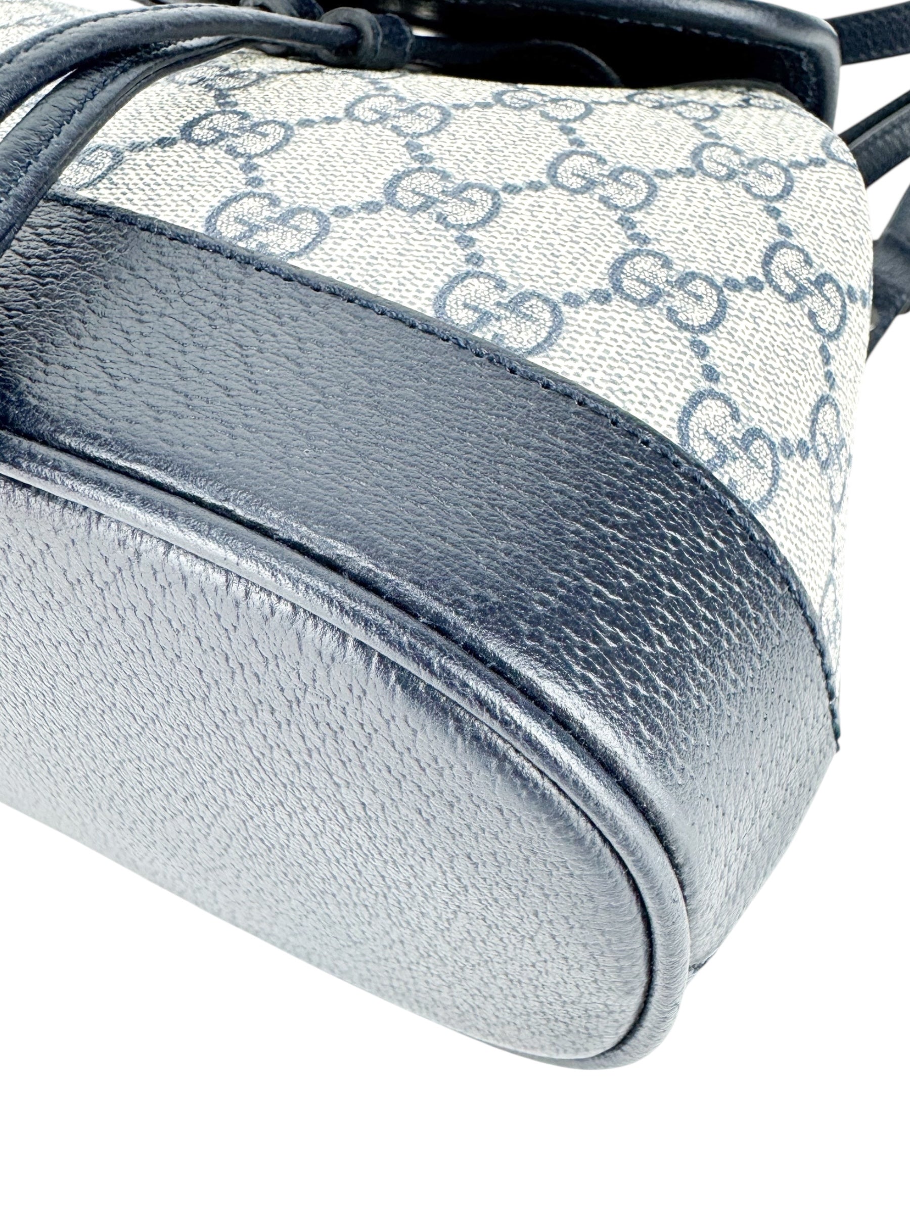 Gucci Beige and Navy Coated Canvas and Leather GG Supreme Ophidia Backpack Mini