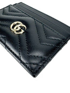 Gucci Black GG Matelasse Chevron Marmont Card Case