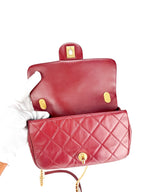 Chanel Burgundy Lambskin Pearl Single Flap Bag Mini