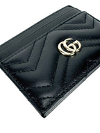 Gucci Black GG Matelasse Chevron Marmont Card Case
