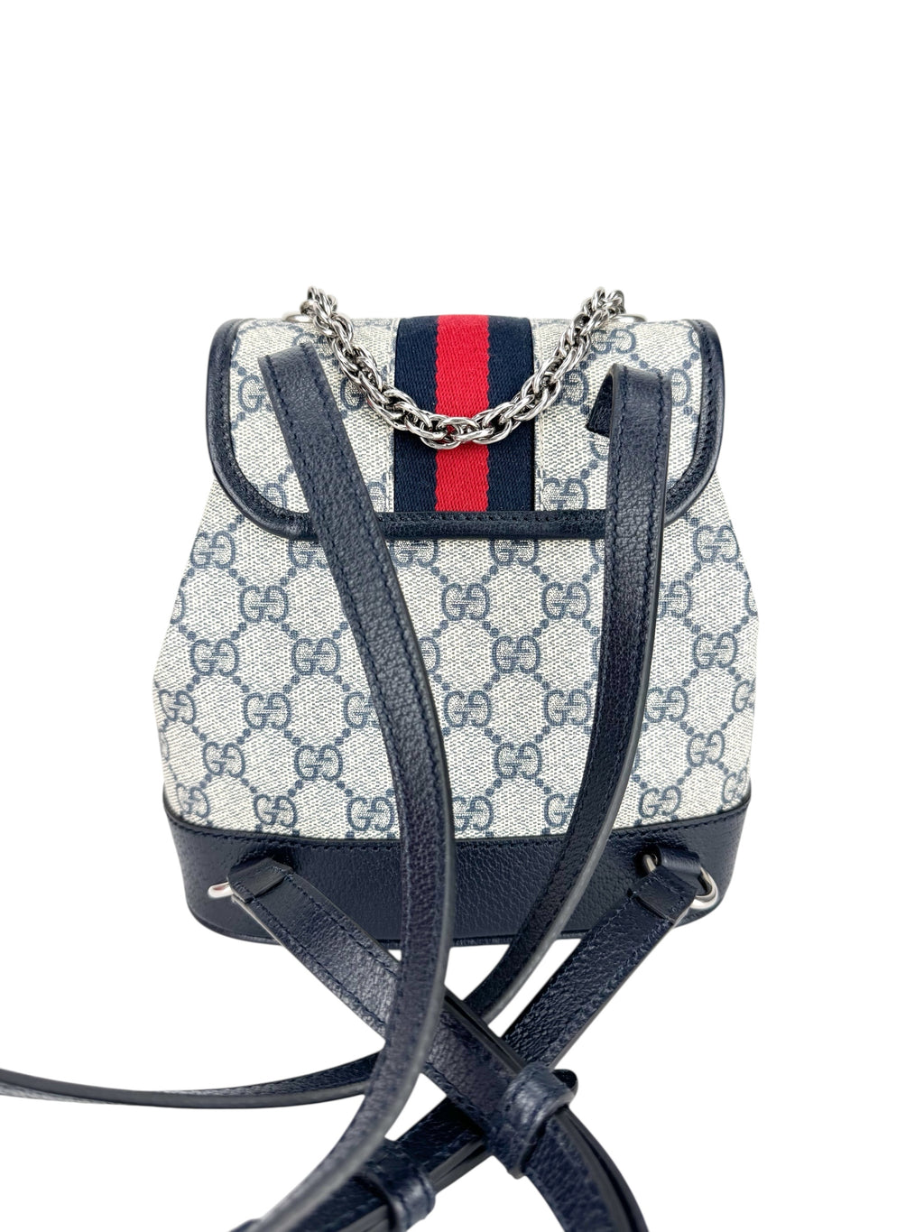Gucci Beige and Navy Coated Canvas and Leather GG Supreme Ophidia Backpack Mini