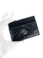 Gucci Black GG Matelasse Chevron Marmont Card Case
