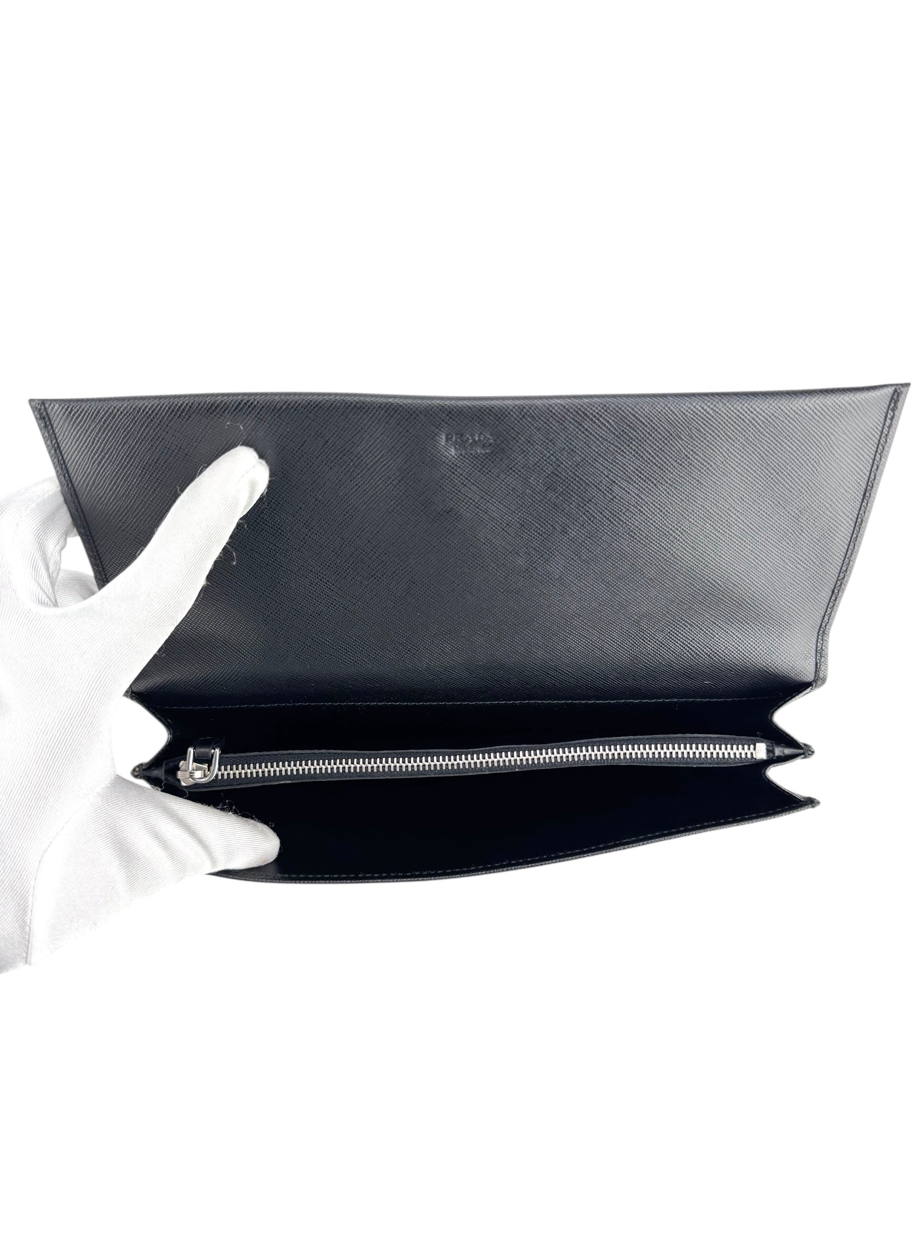Prada Black Saffiano Leather Clutch Bag