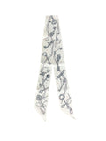 Hermes White Les Cles a Pois Silk Twilly