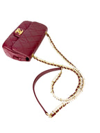 Chanel Burgundy Lambskin Pearl Single Flap Bag Mini