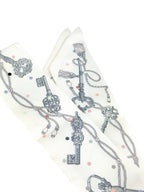 Hermes White Les Cles a Pois Silk Twilly