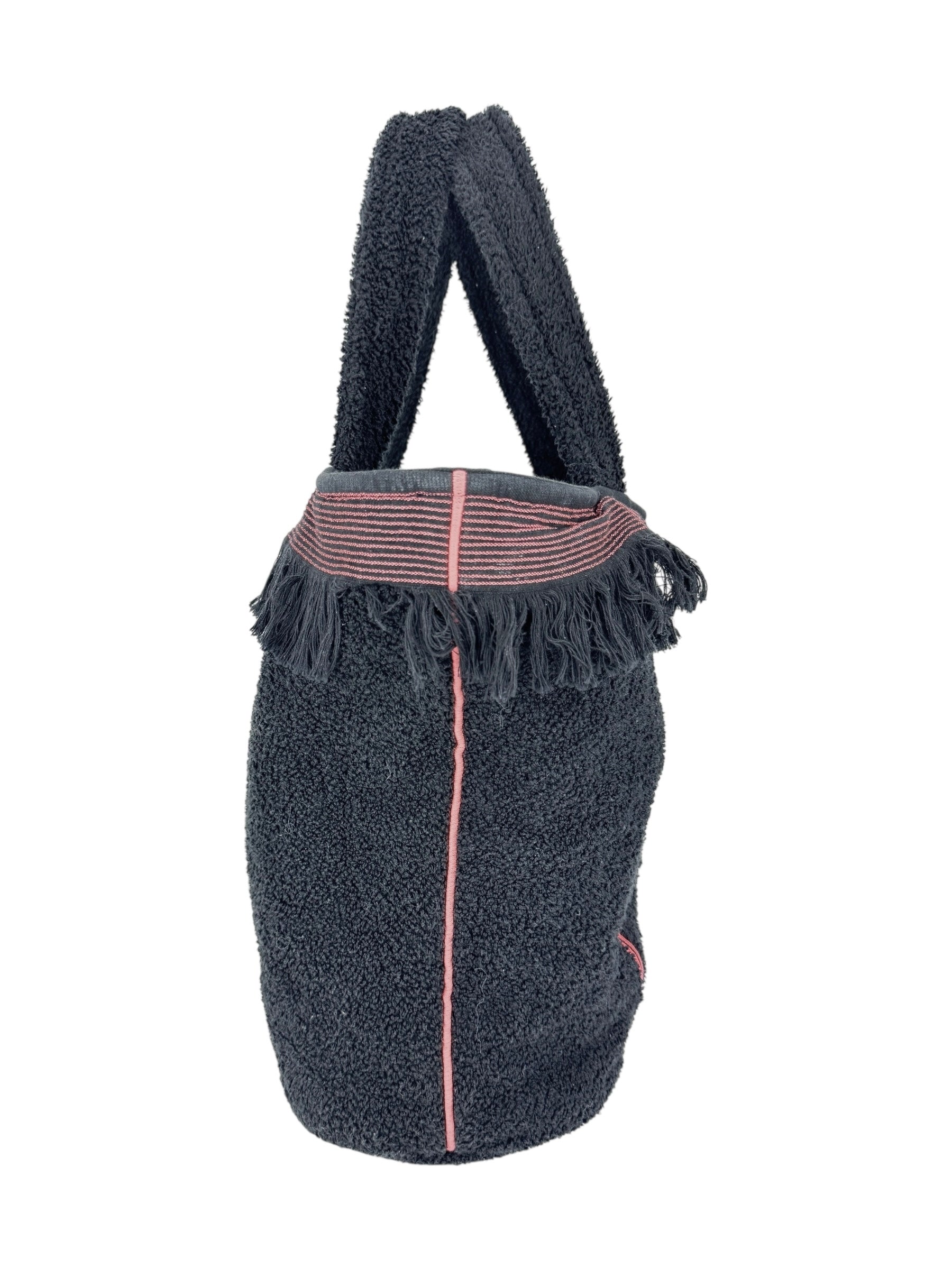 Chanel Black and Pink Terry Cloth Bag, Pouch and Towel 3-piece Set