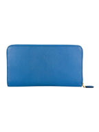 Prada Blue Saffiano Leather Zippy Wallet Organizer