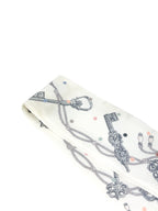 Hermes White Les Cles a Pois Silk Twilly