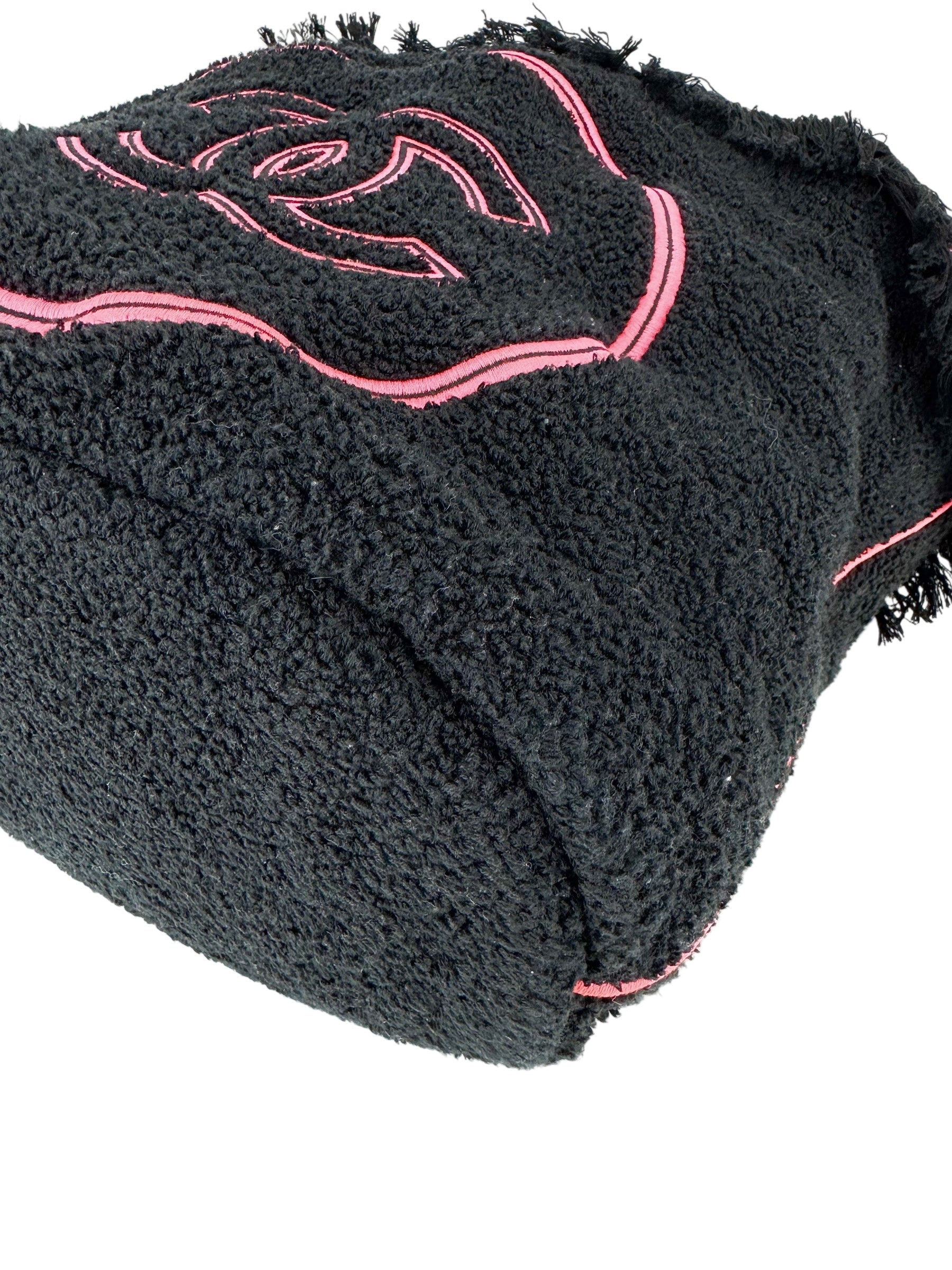 Chanel Black and Pink Terry Cloth Bag, Pouch and Towel 3-piece Set
