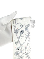 Hermes White Les Cles a Pois Silk Twilly