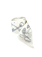 Hermes White Les Cles a Pois Silk Twilly