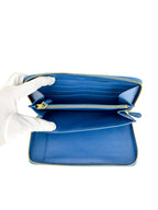 Prada Blue Saffiano Leather Zippy Wallet Organizer