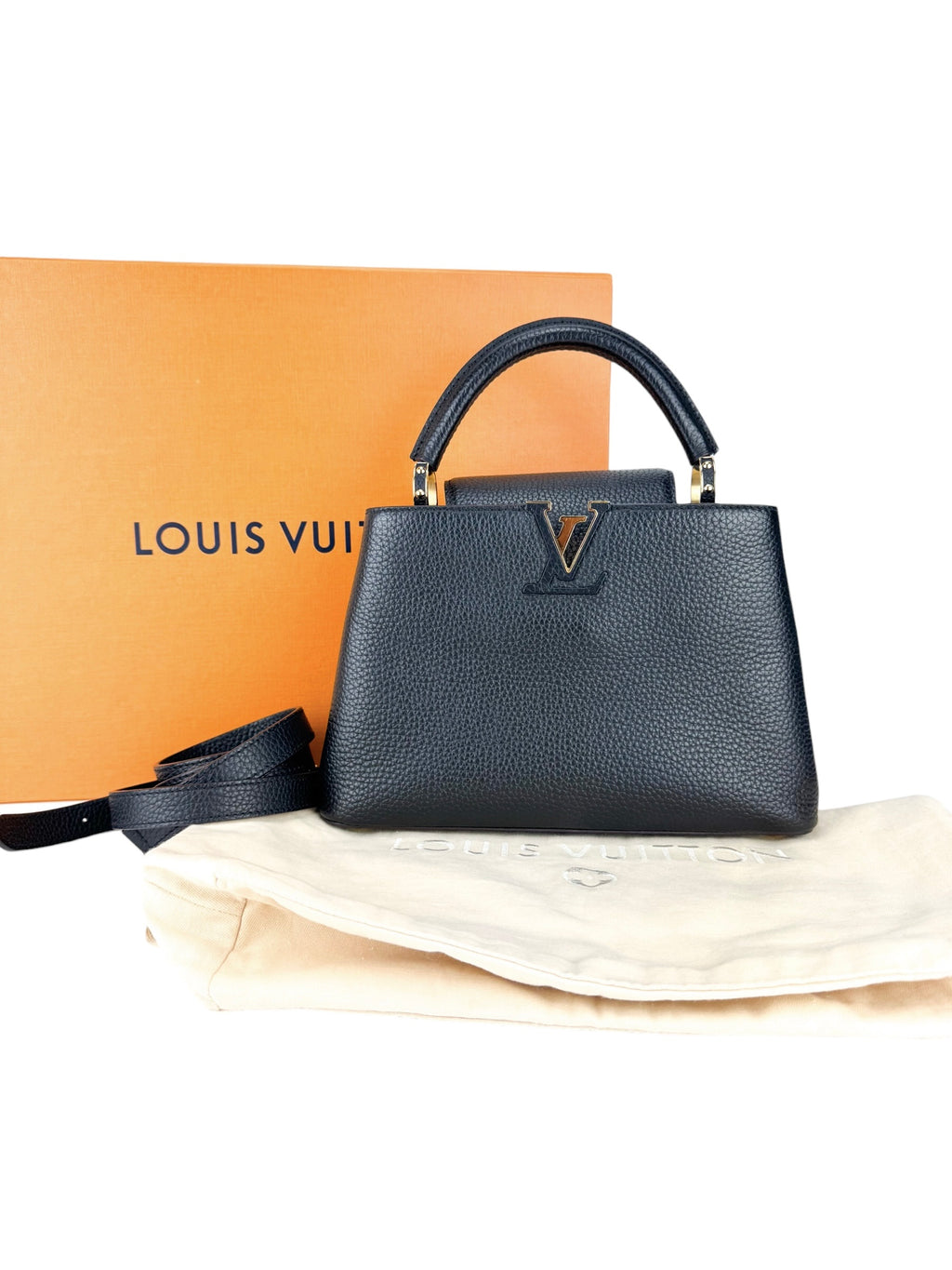 Louis Vuitton Black Taurillon Leather Capucines Bag BB
