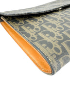 Christian Dior Canvas Leather Brown and Gray Trotter Clutch Bag