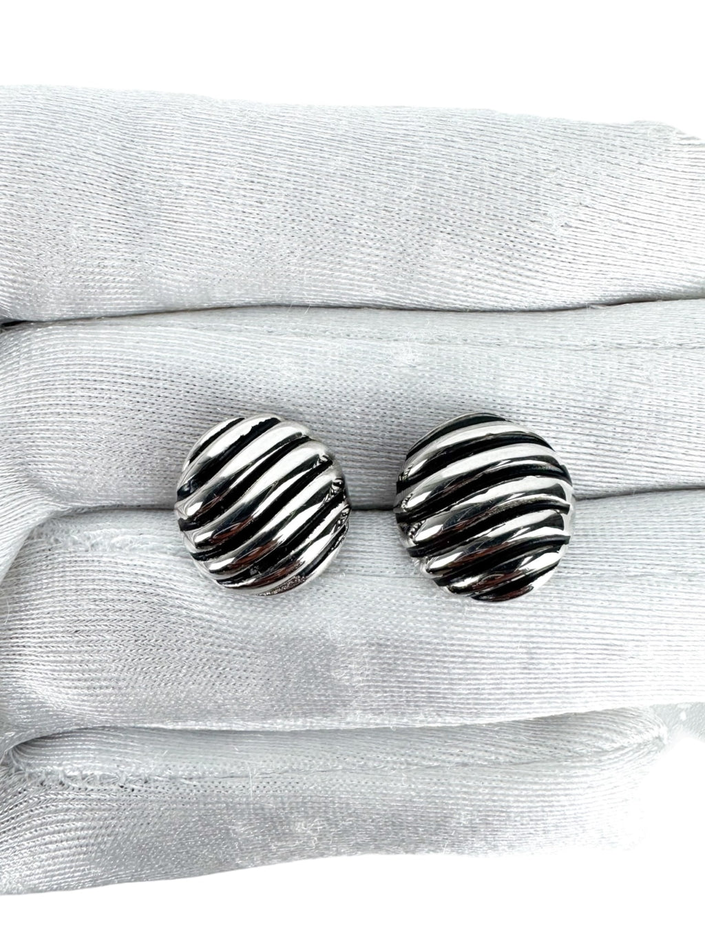 David Yurman Sterling Silver Sculpted Cable Stud Earrings 14mm