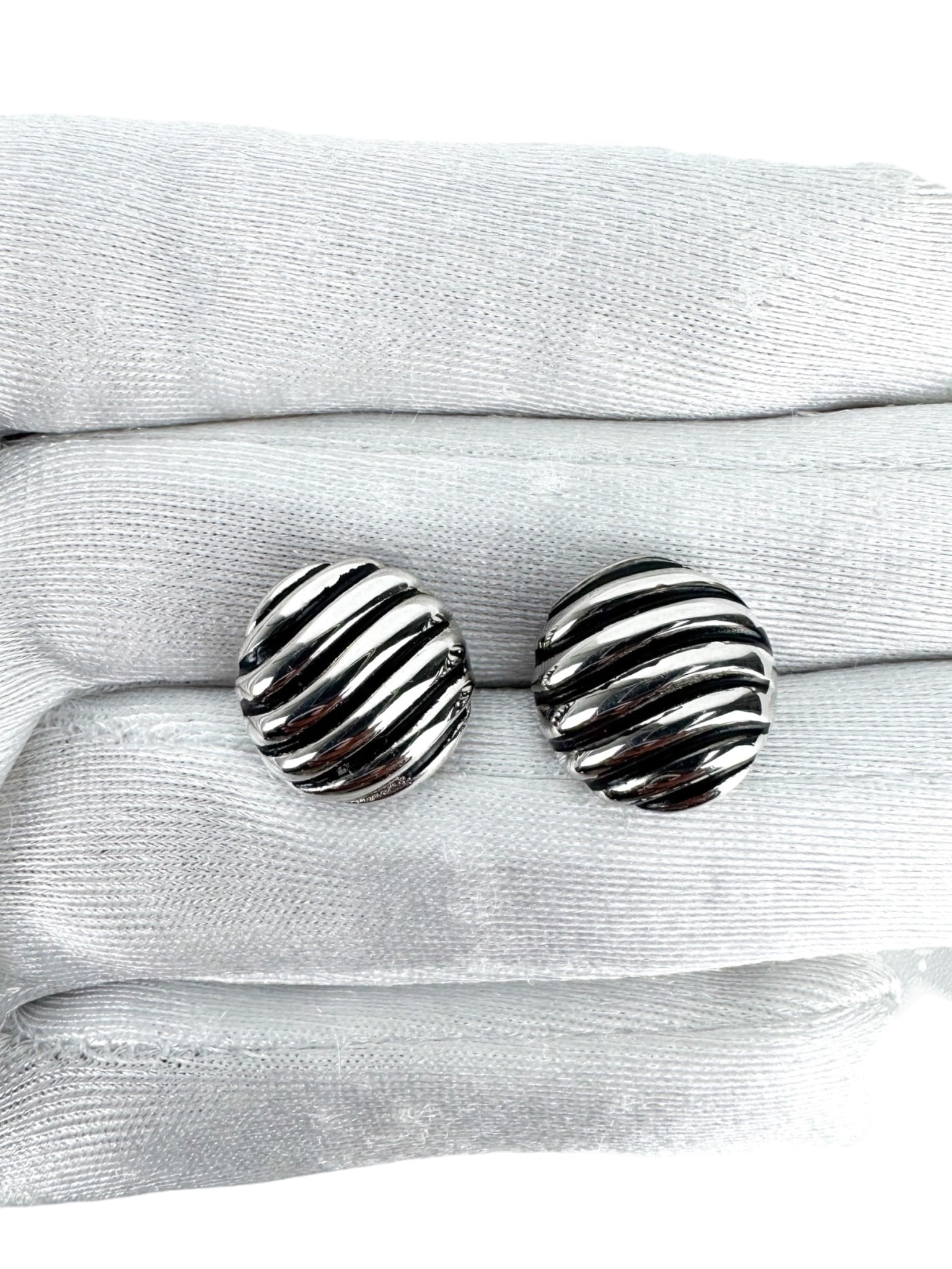 David Yurman Sterling Silver Sculpted Cable Stud Earrings 14mm