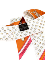 Hermes Orange, Cream, Pink and Brown Silk Twilly
