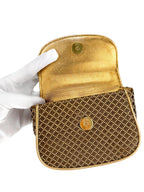 Gucci Brown Woven Canvas Diamante 1947 Bamboo Handle Bag Mini