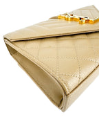 Saint Laurent Beige Taupe Grained Leather Envelop Chain Wallet Small