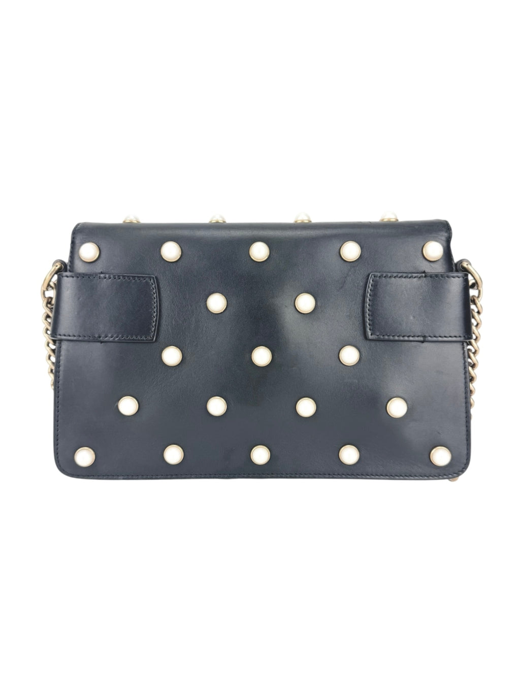 Gucci Black Leather Queen Margaret Bee Shoulder Bag