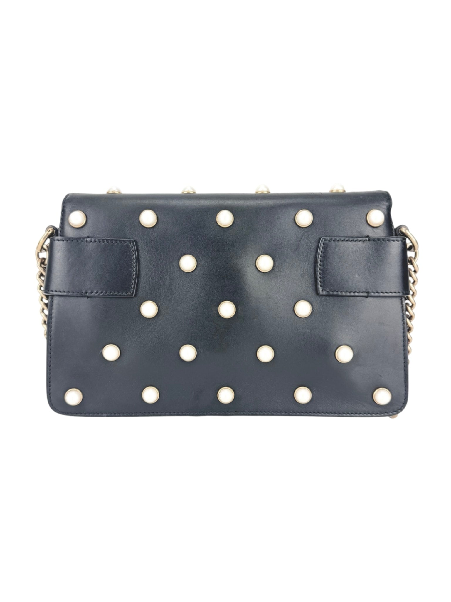 Gucci Black Leather Queen Margaret Bee Shoulder Bag
