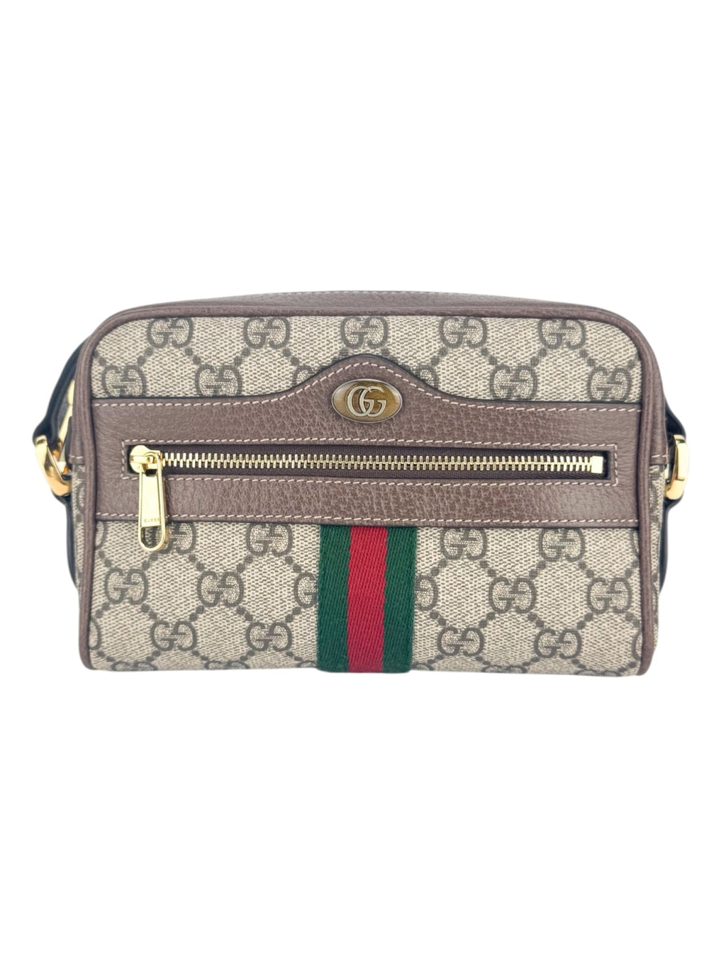 Gucci Brown and Beige Coated Canvas and Leather Ophidia Camera Bag