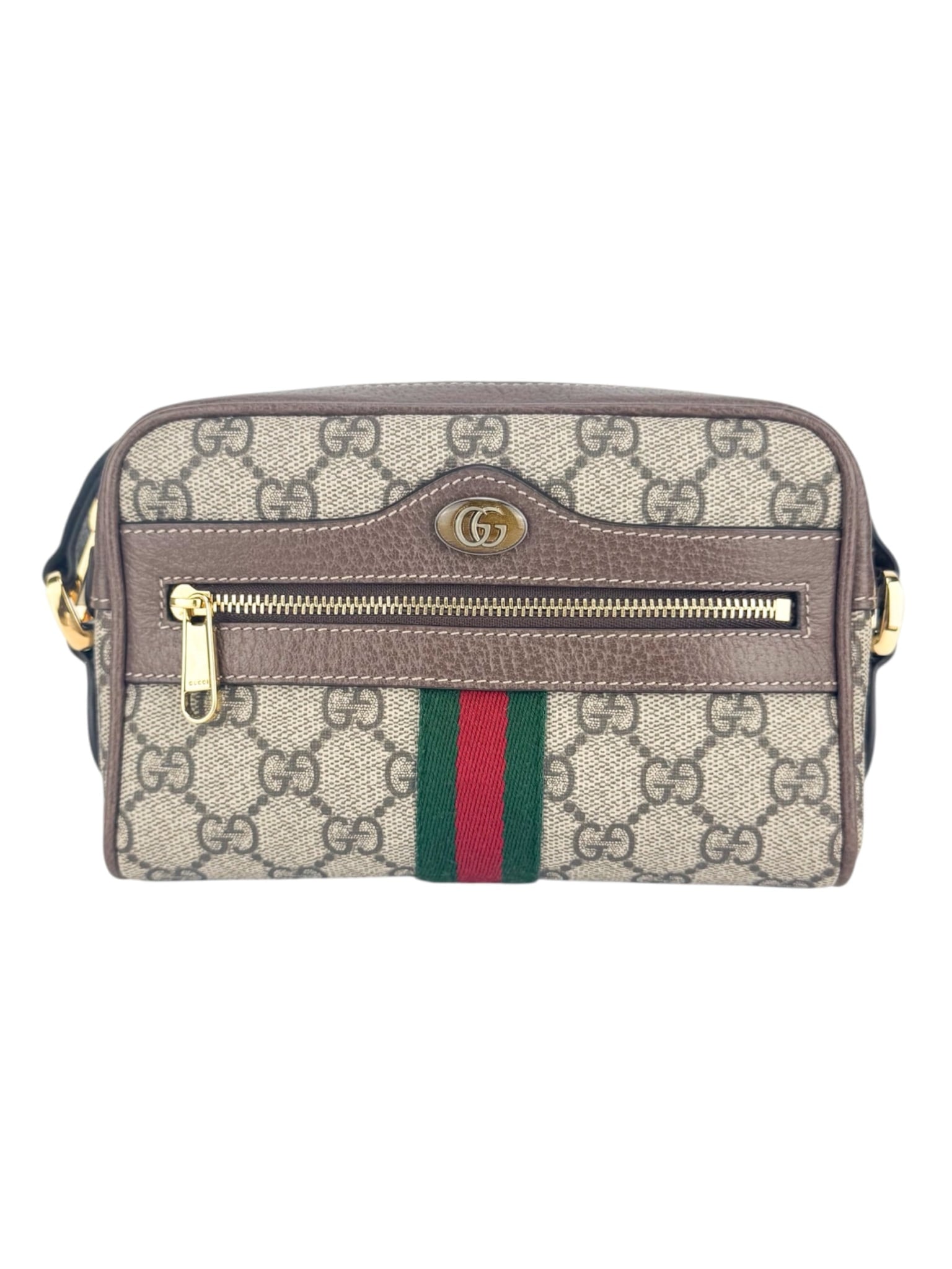 Gucci Brown and Beige Coated Canvas and Leather Ophidia Camera Bag
