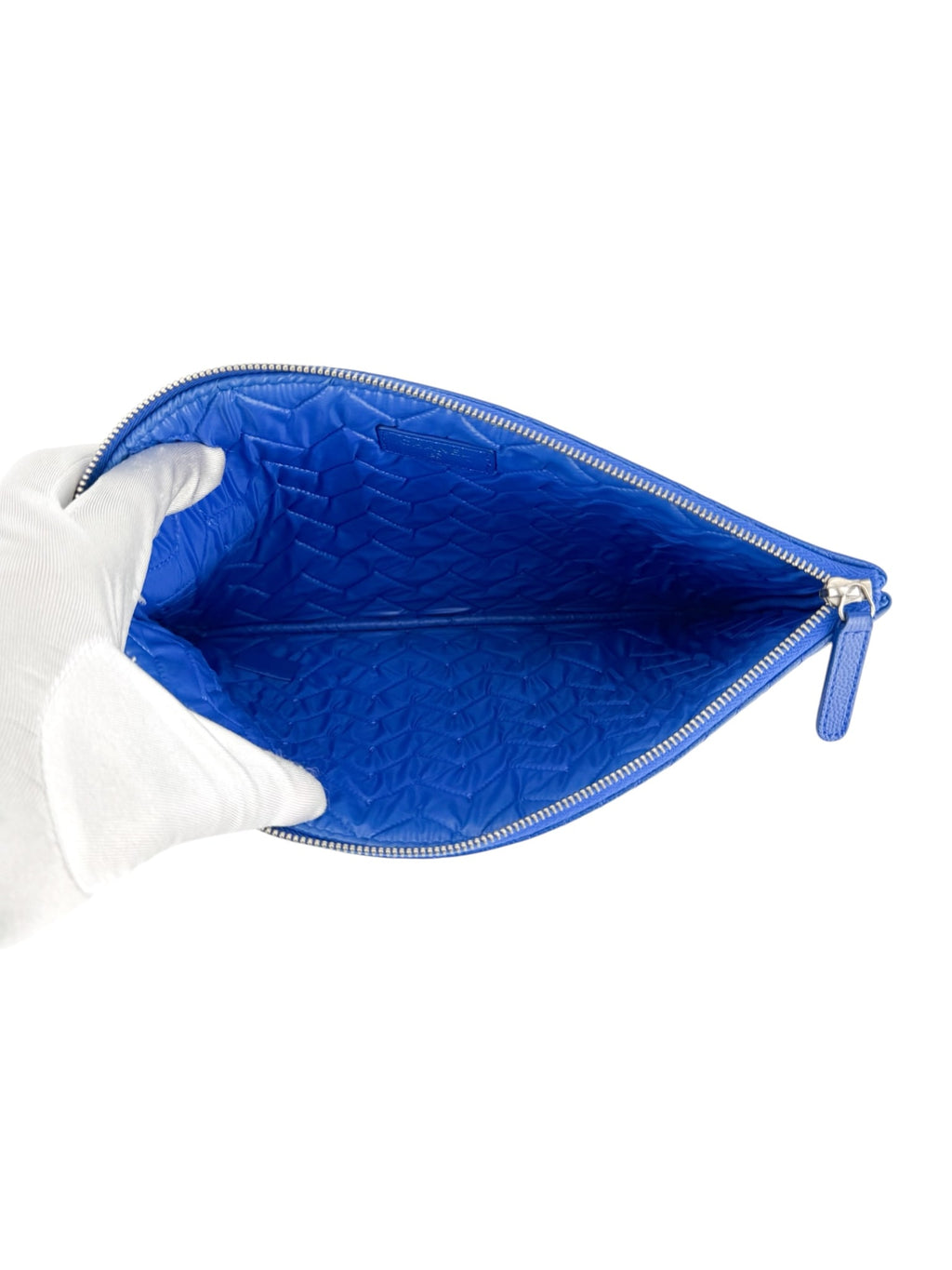 Chanel Blue Calfskin V Stitch Clutch Bag