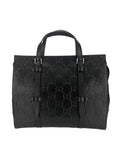 Gucci Black Leather Embossed GG Tote Bag