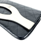 Chanel Black and Cream Calf Leather Matelasse Clutch Bag